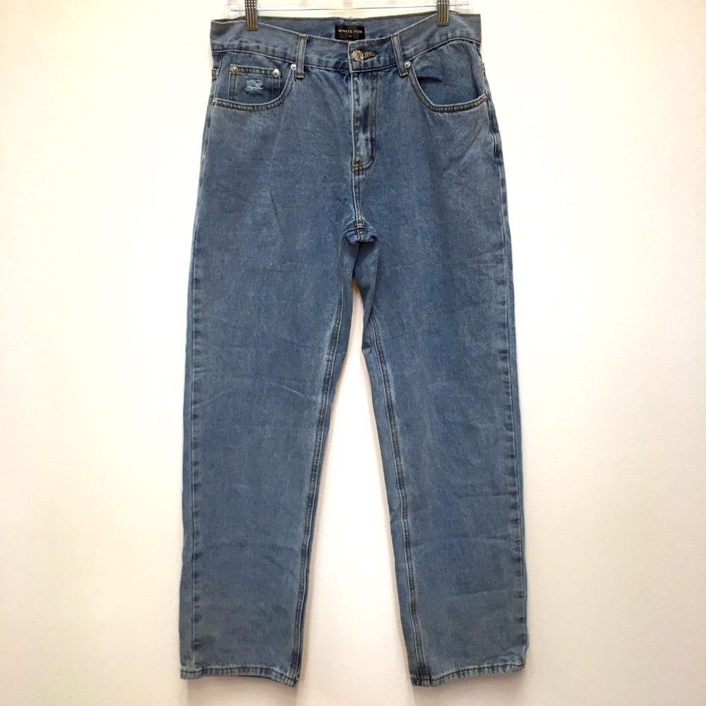 White Fox Loose Fit Jeans Medium Blue Baggy Casual Denim Streetwear Grunge